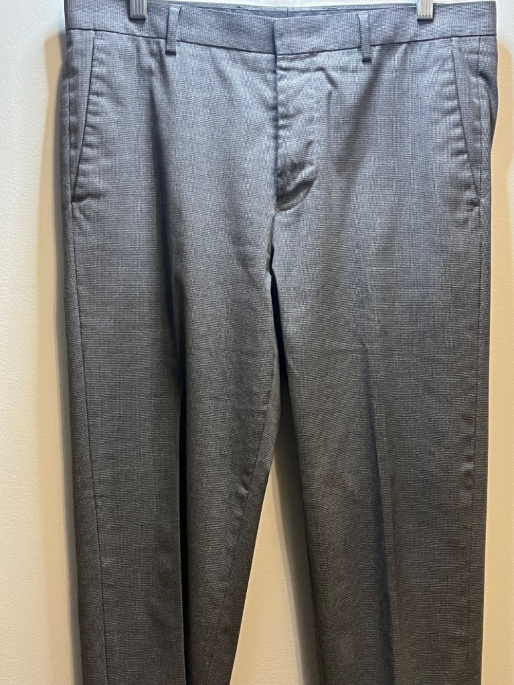 Murano Modern Comfort Flat-Front Pants - Grey tweed blend 34 X 30
